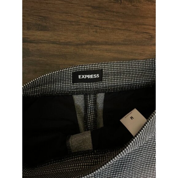 Express Womens Dress Pants Medium Black Houndstooth Skinny Pull On Pockets - Picture 8 of 11